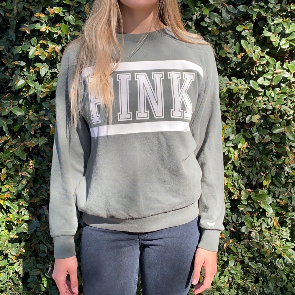 PINK Victoria’s Secret Green crewneck sweatshirt